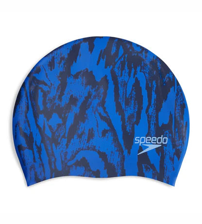Speedo Women's Long Hair Printed Silicone Swim Caps - Violet/Ecstatic