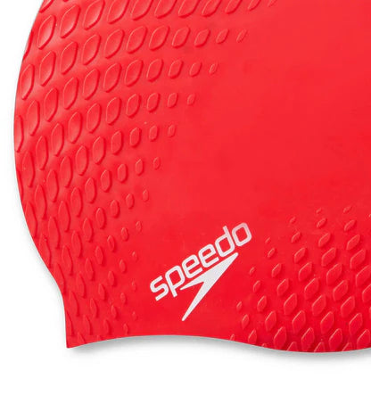 Speedo Unisex Bubble Active+ Swim Cap For Adults | Red