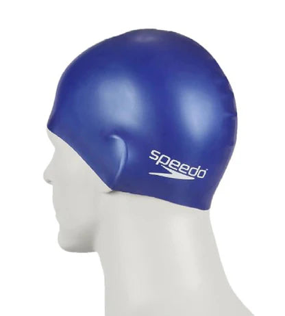 Speedo Plain Moulded Silicone Junior Swim Cap | Blue