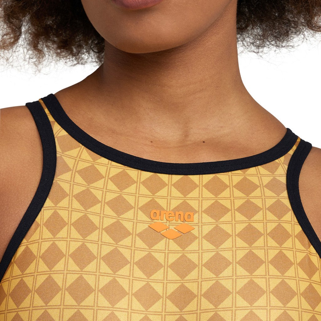 Arena 50th Gold Women's Swimsuit | Tech One Back | Gold Multi- Black