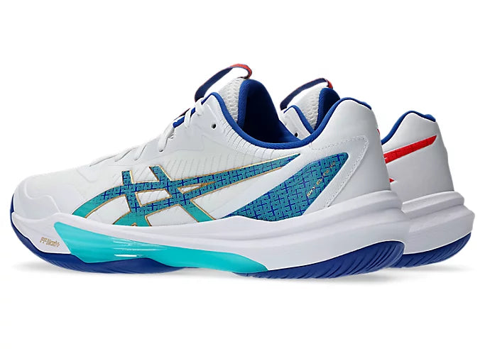 Asics Sky Elite FF 3 Badminton Shoe | White/Asics Blue