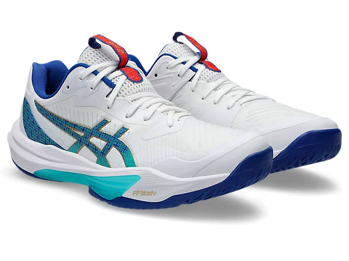Asics Sky Elite FF 3 Badminton Shoe | White/Asics Blue