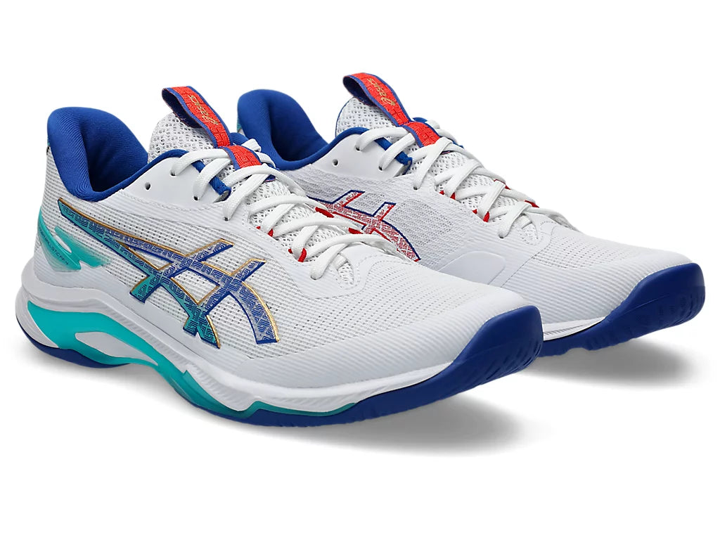 Asics Netburner Ballistic FF 4 Badminton Shoe | White/Asics Blue