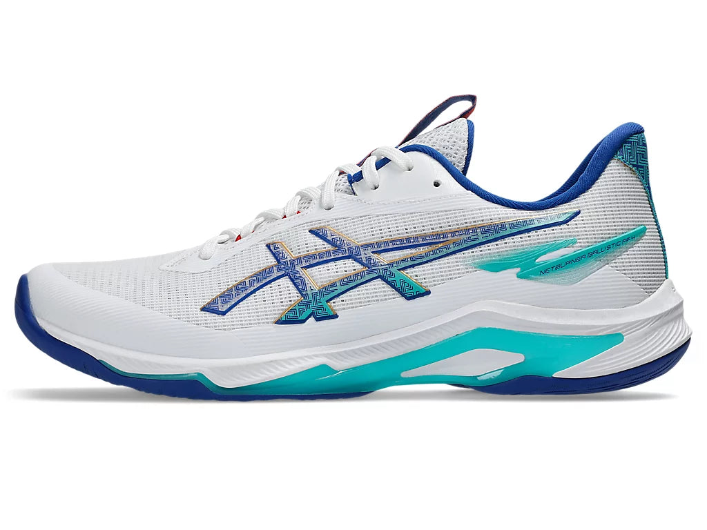 Asics Netburner Ballistic FF 4 Badminton Shoe | White/Asics Blue