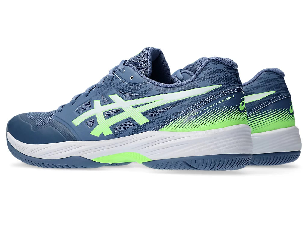 Asics Gel Court Hunter 3 Badminton Shoes Denim Blue Lime Burst