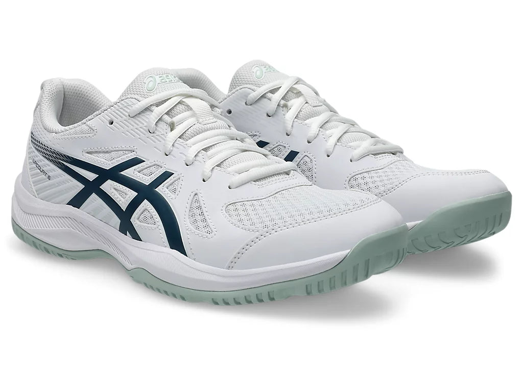 Asics Upcourt 6 Badminton Shoes | White/Tranquil Teal