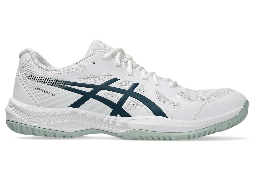 Asics Upcourt 6 Badminton Shoes | White/Tranquil Teal