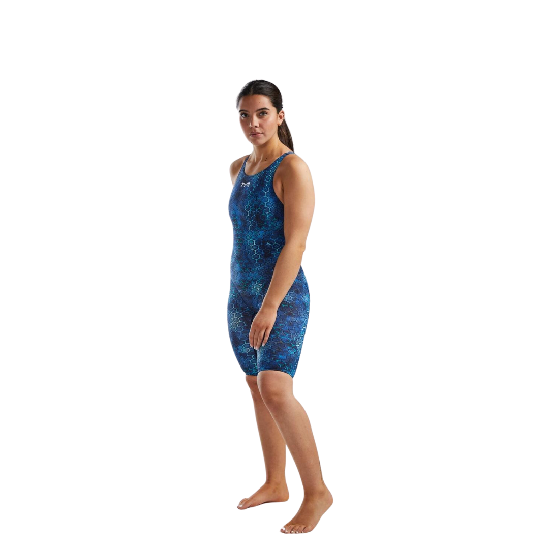 TYR Women's Thresher Open Back Swimsuit Akurra | Blue