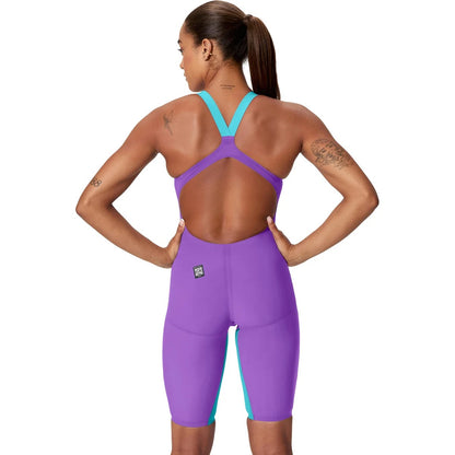 Speedo Women's Fastskin LZR Pure Valor 2.0 Openback Kneeskin | Grape/Mayan Blue