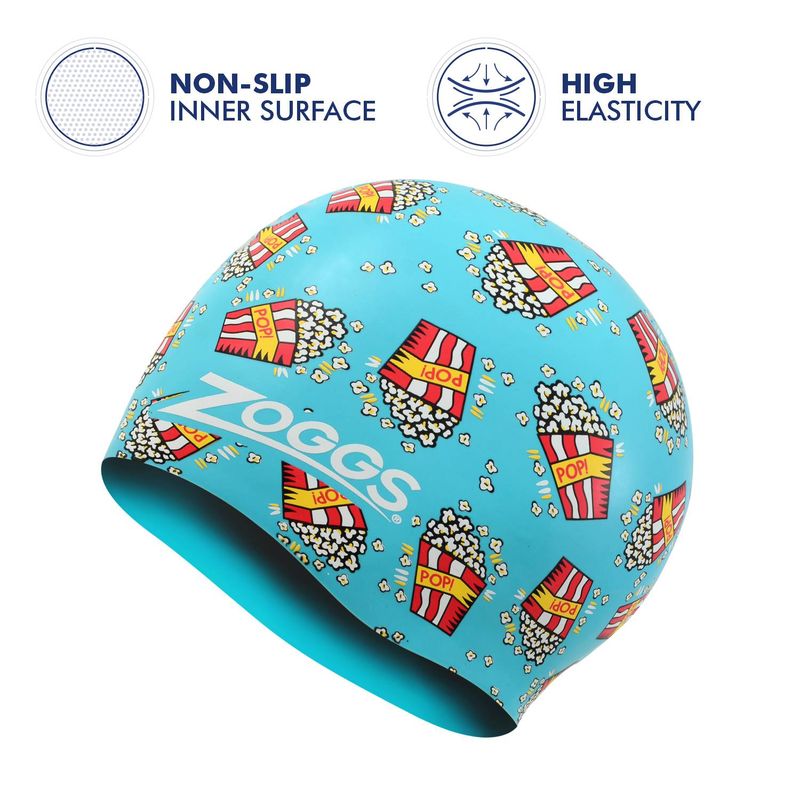 Zoggs Silicone Printed Popcorn Swim Cap | Light Blue