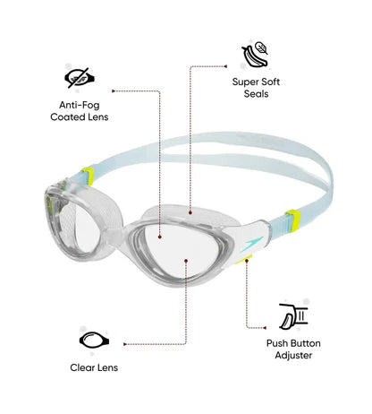 Speedo Women's Biofuse Clear-Lens Goggles |Tint/Blue