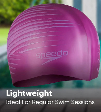 Speedo Women's Long Hair Printed Silicone Swim Caps - Violet/Ecstatic