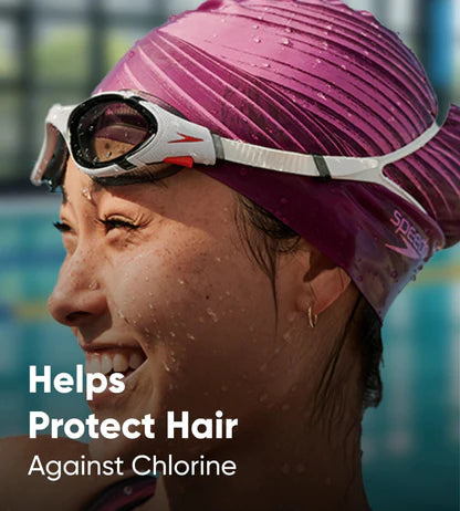 Speedo Women's Long Hair Printed Silicone Swim Caps - Violet/Ecstatic