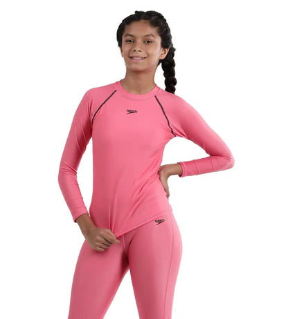 Speedo Girl's Recycled Endura Brite Long sleeve Suntop | Fandango Pink/True Navy