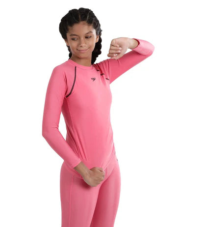 Speedo Girl's Recycled Endura Brite Long sleeve Suntop | Fandango Pink/True Navy