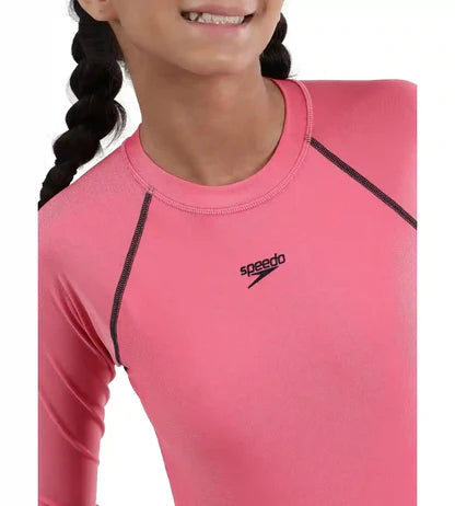 Speedo Girl's Recycled Endura Brite Long sleeve Suntop | Fandango Pink/True Navy