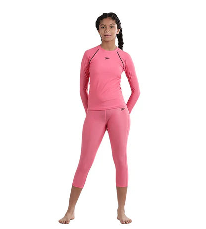 Speedo Girl's Recycled Endura Brite Long sleeve Suntop | Fandango Pink/True Navy
