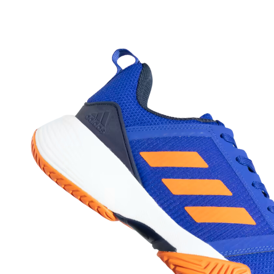 Navy blue and orange top adidas shoes