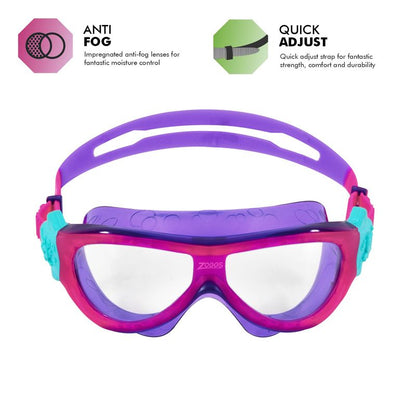 Zoggs Phantom Musk Kids Swimming Goggles | Pink Voilet/Clear