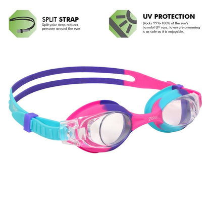 Zoggs Bondi Junior Swimming Goggles | Aqua Purple/Pink