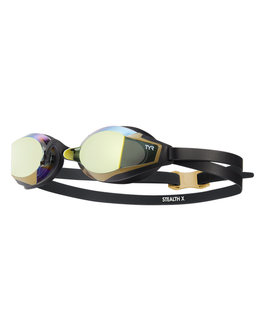 TYR Stealth-X Race Mirrored Performance Goggles | Gold/Black