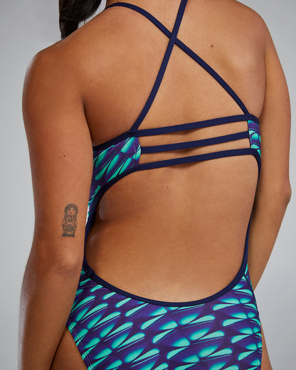 TYR Women's Durafast Elite Dragonflyte Trinityfit Swimsuit | Green/Navy
