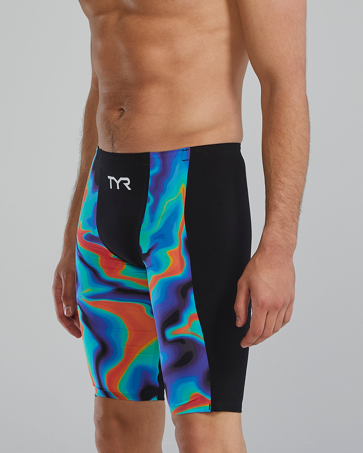 TYR Men's Shockwave Infrared High Waist Jammer Swimsuit | Red/Turquoise/Blue