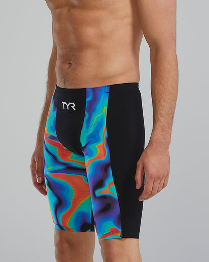 TYR Men's Shockwave Infrared High Waist Jammer Swimsuit | Red/Turquoise/Blue