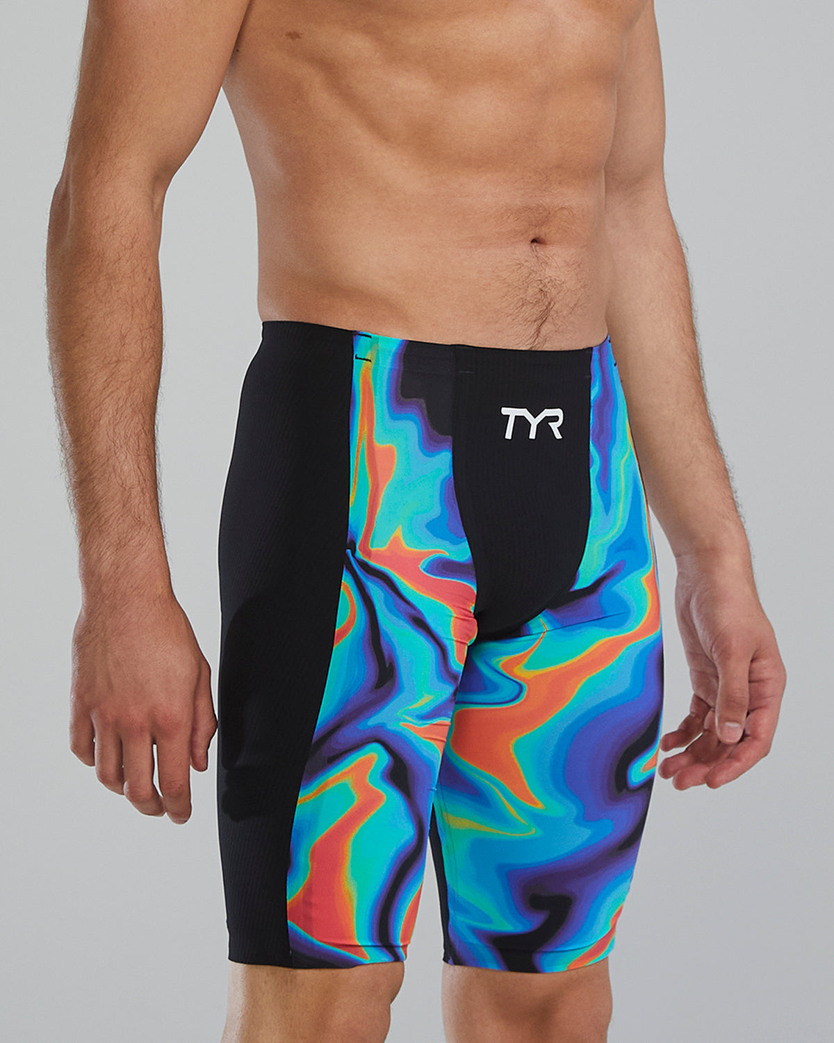 TYR Men's Shockwave Infrared High Waist Jammer Swimsuit | Red/Turquoise/Blue