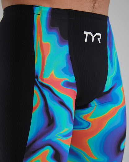 TYR Men's Shockwave Infrared High Waist Jammer Swimsuit | Red/Turquoise/Blue