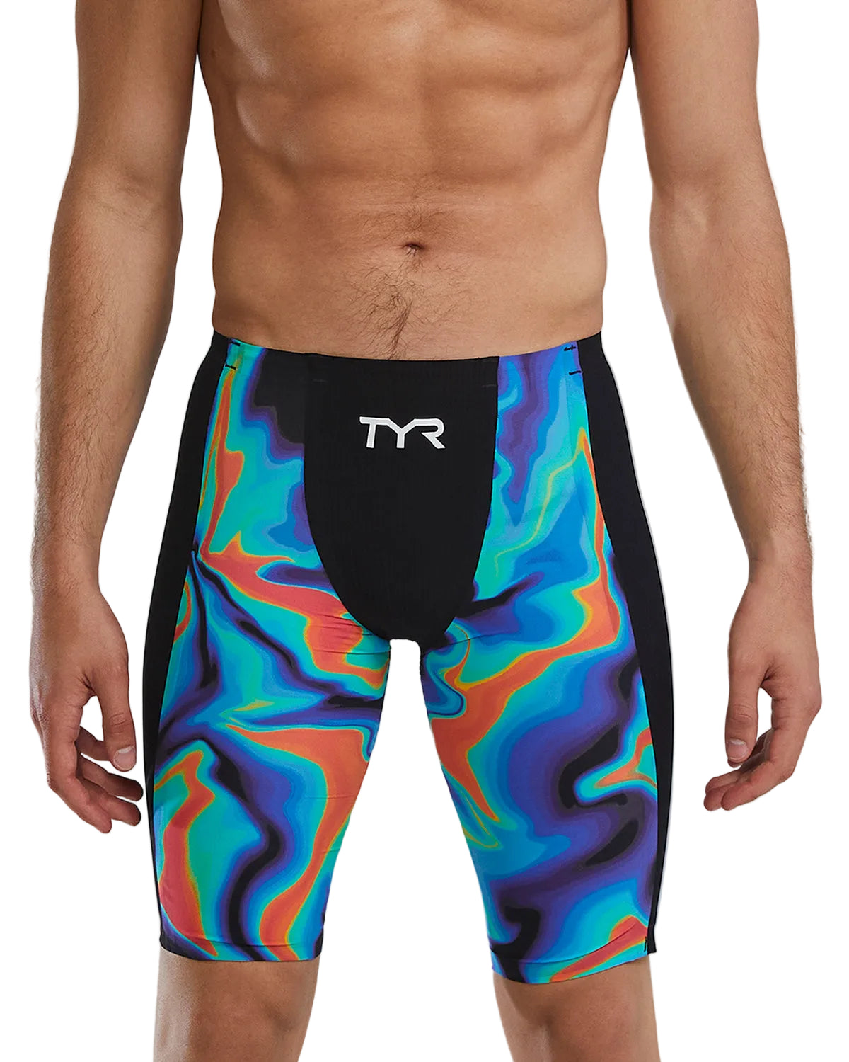 TYR Men's Shockwave Infrared High Waist Jammer Swimsuit | Red/Turquoise/Blue