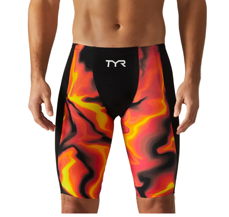TYR Men's Shockwave Infrared High Waist Jammer Swimsuit | Fire
