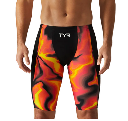 TYR Men's Shockwave Infrared High Waist Jammer Swimsuit | Fire