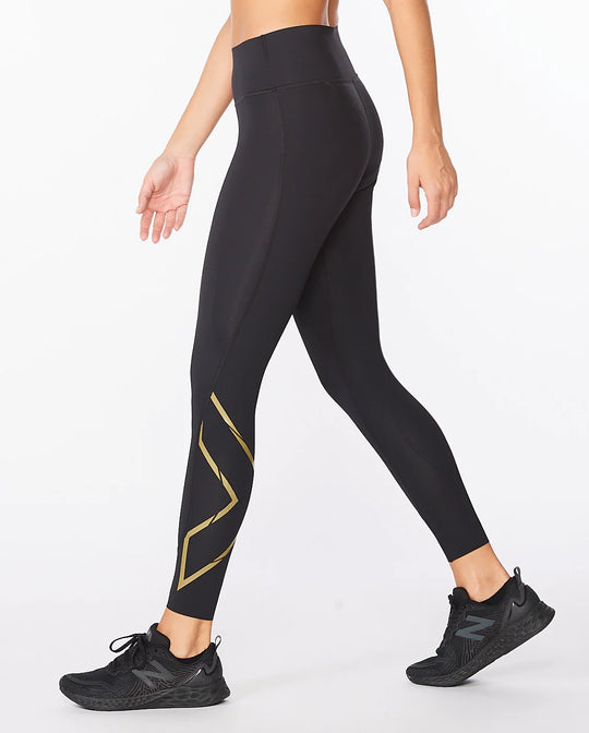 2XU Force Mid-Rise Compression Tights | Women | Black Gold