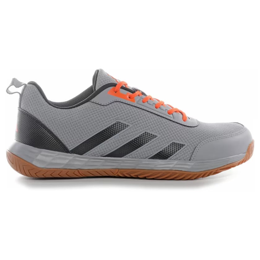Adidas Indoor Acer Badminton Shoes | Grey/Core Black/Semi Impact Orange F22