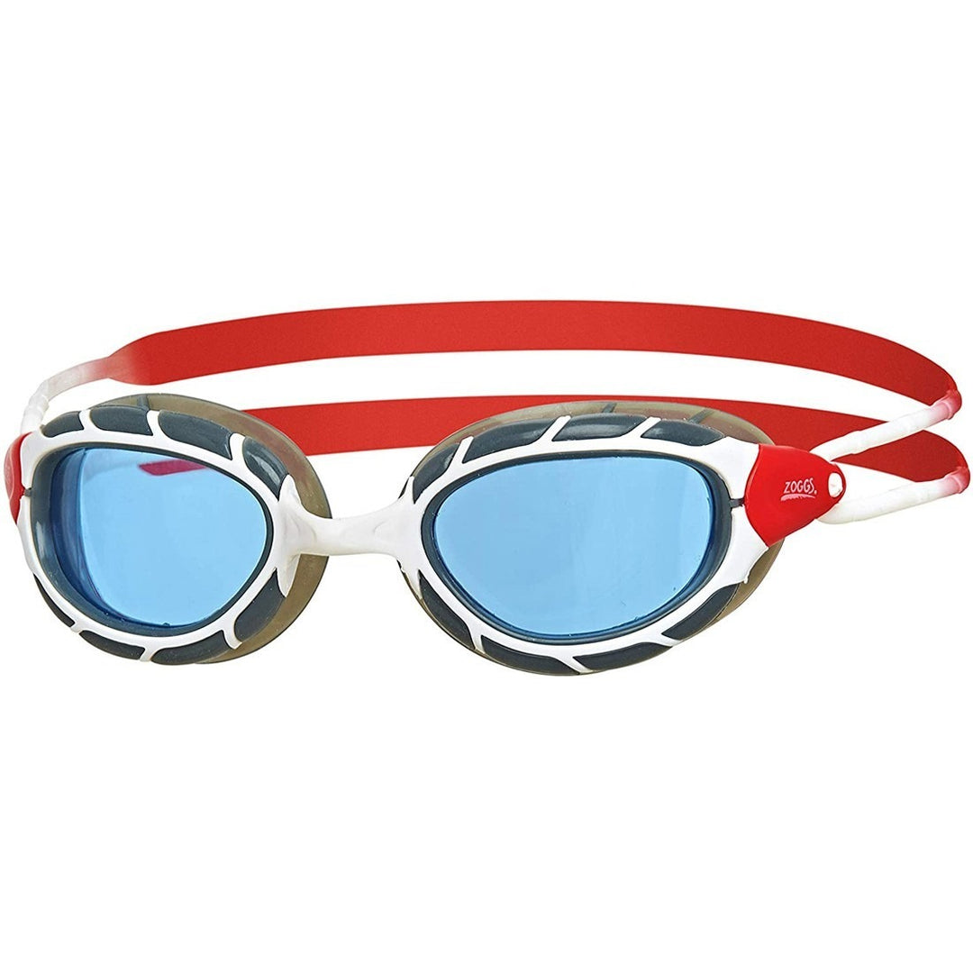 Zoggs Predator Swimming Goggle | White Red/Tint Blue - Regular Fit