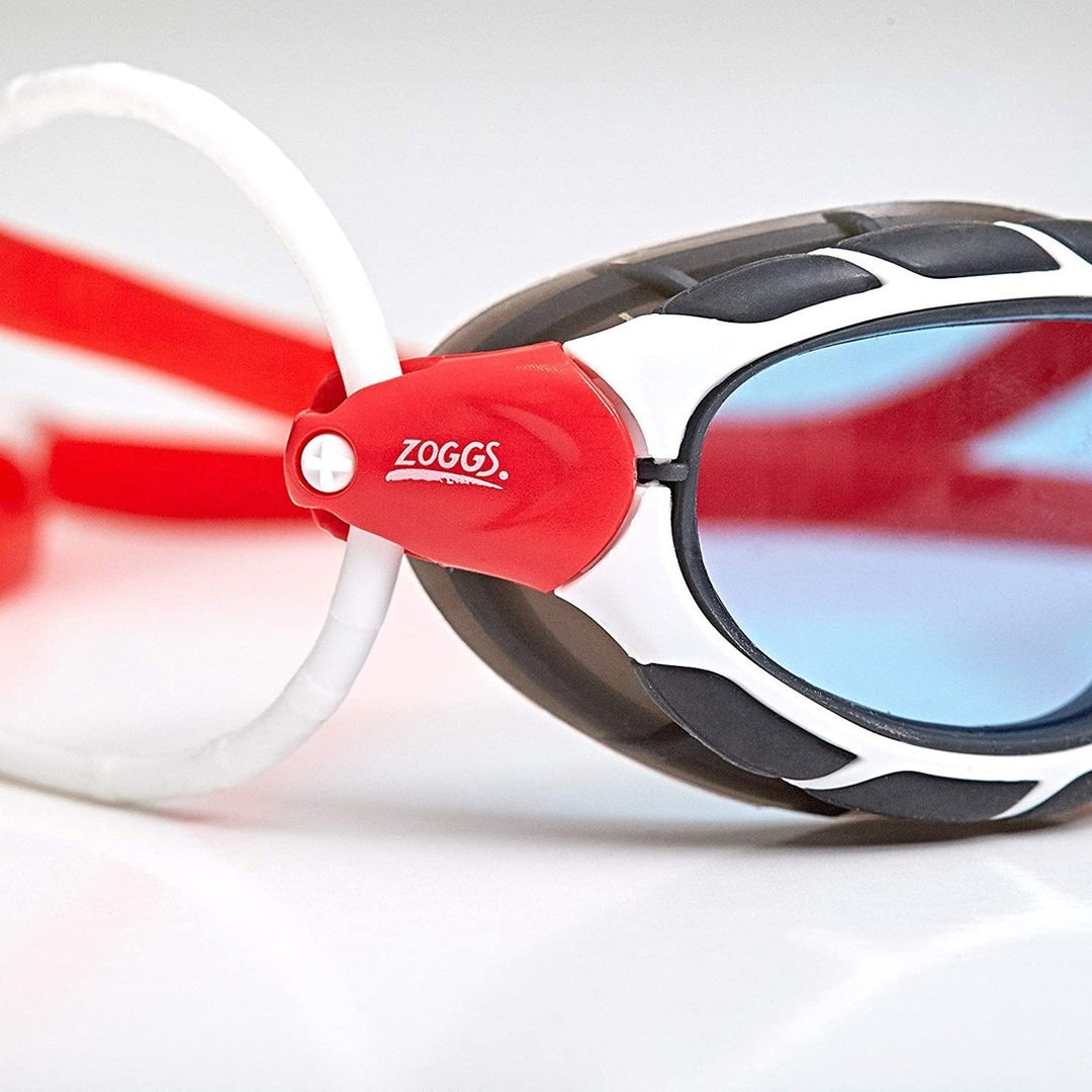 Zoggs Predator Swimming Goggle | White Red/Tint Blue - Regular Fit