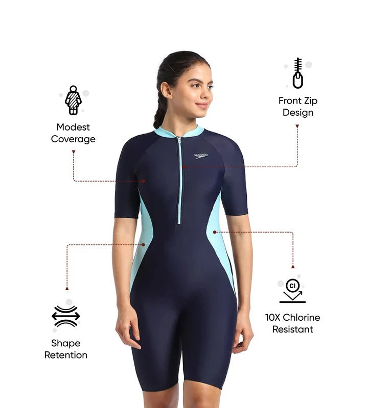 Speedo Women's Endurance 10 Essential Panel Kneesuit Swimwear True N