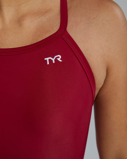 TYReco Women's Solid Diamondfit Swimsuit | Burgundy