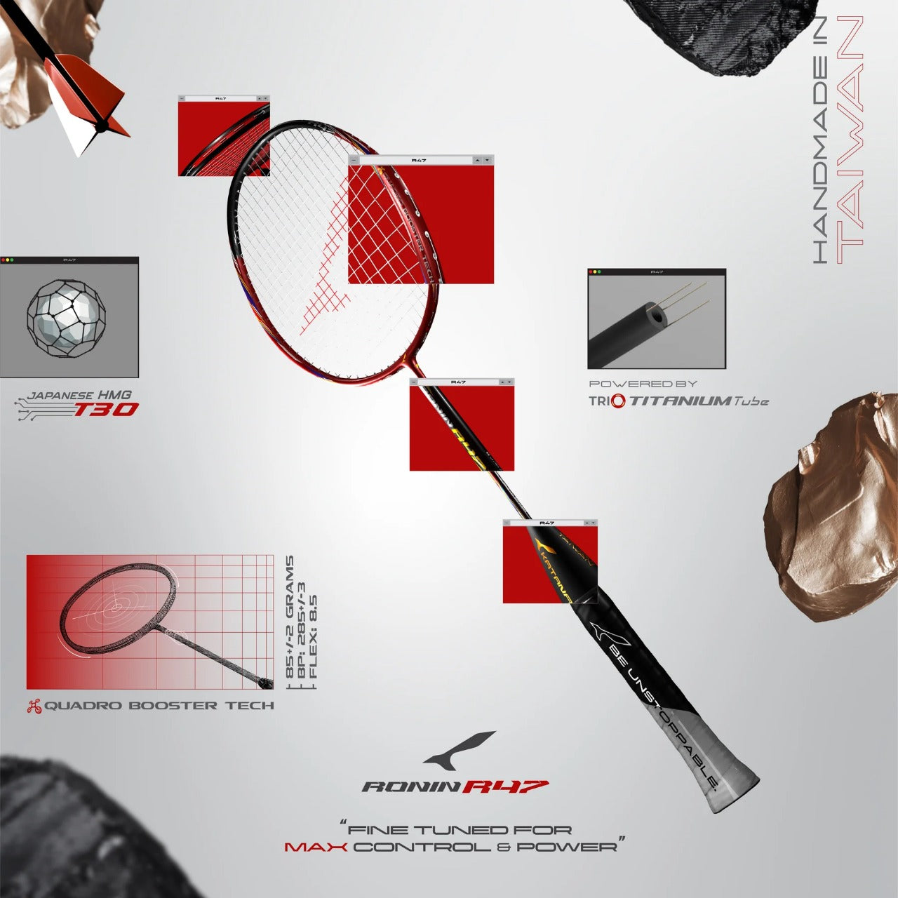 Katana Ronin R47 Badminton Racket (Unstrung) | Navy/Black