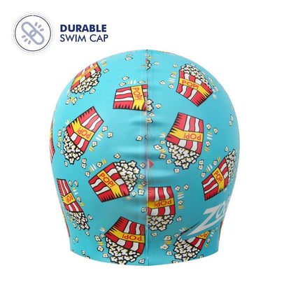 Zoggs Silicone Printed Popcorn Swim Cap | Light Blue