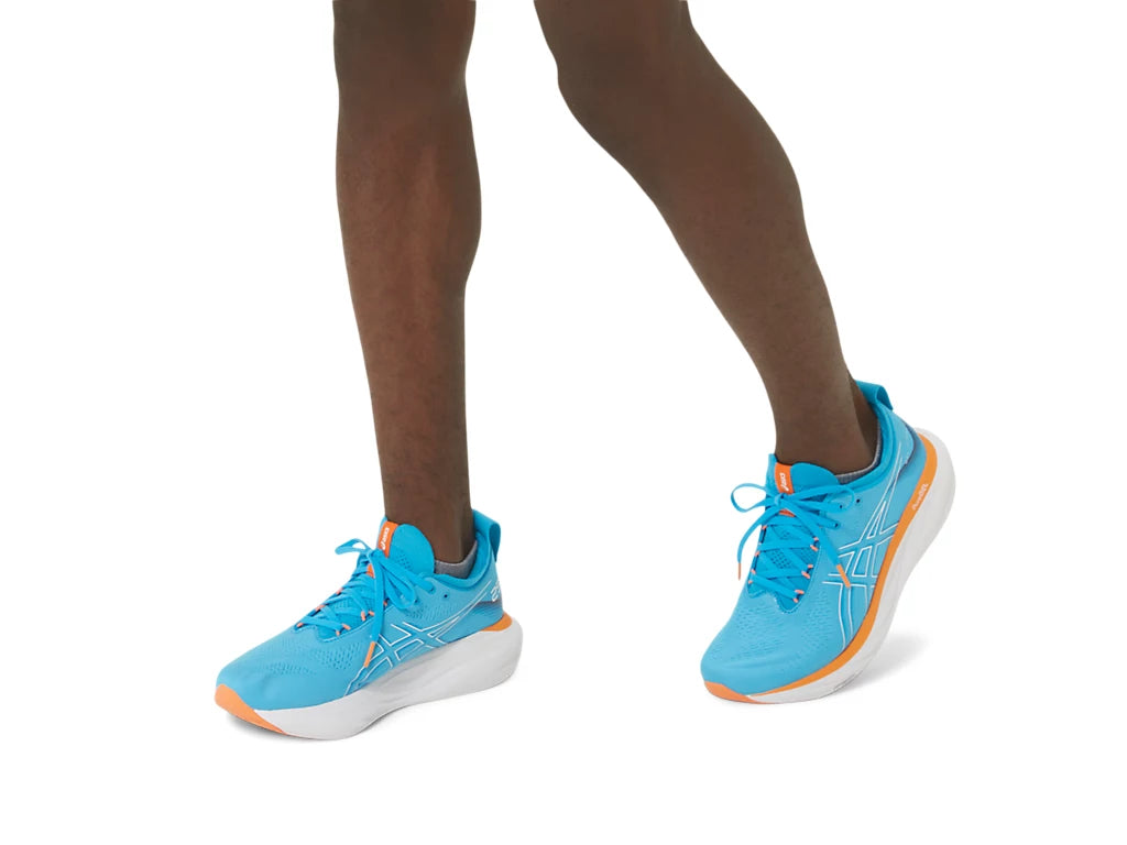 Asics Gel Nimbus 25 Men's Running Shoes - Island Blue/Sun Peach