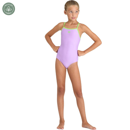 Arena Girl's Solid Swimsuit | Light Drop | Lilac- Soft Green