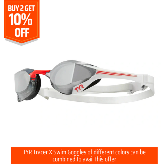 TYR Tracer-X Elite Mirrored Racing Goggles | Silver Red
