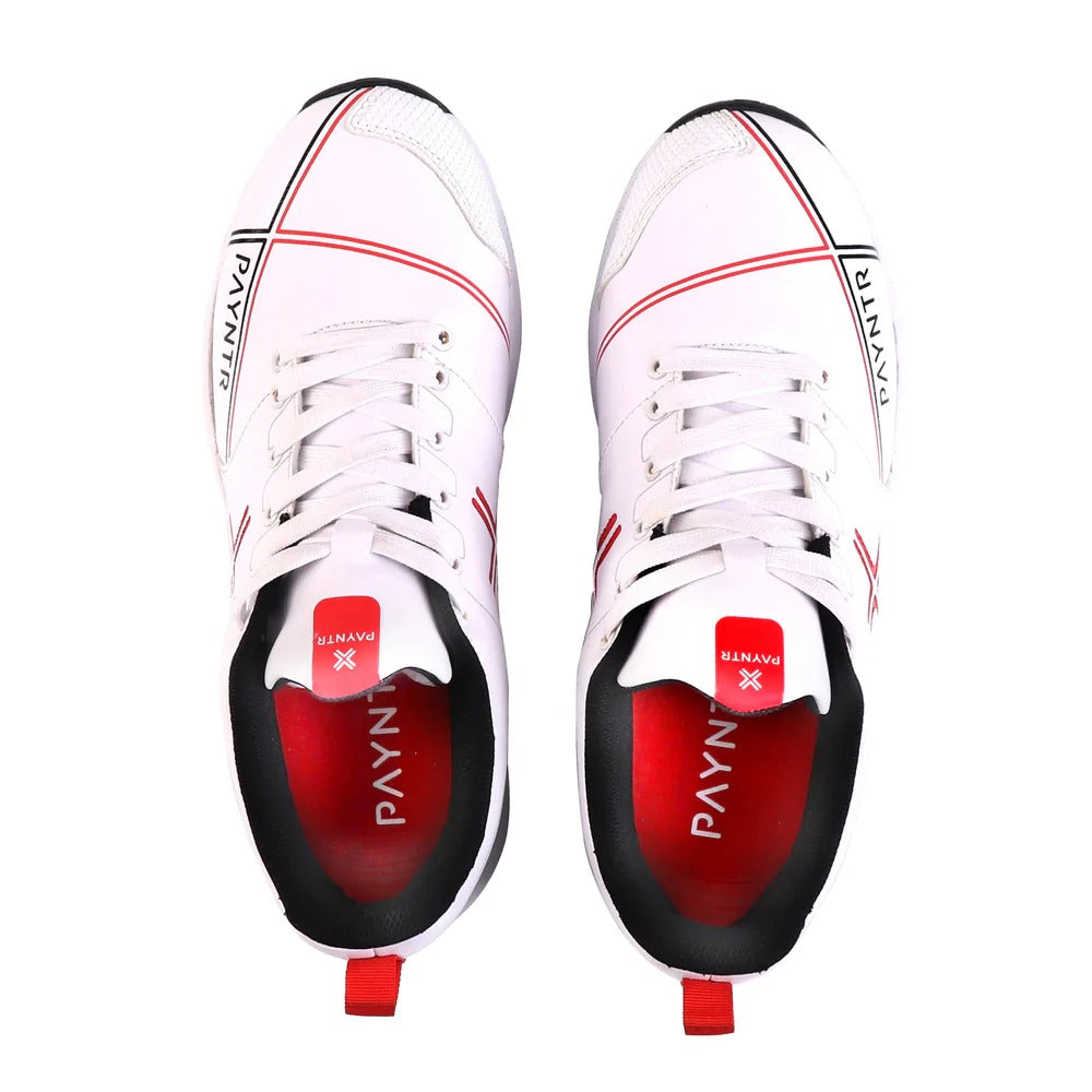 Payntr Spike Cricket Shoes - White/Black