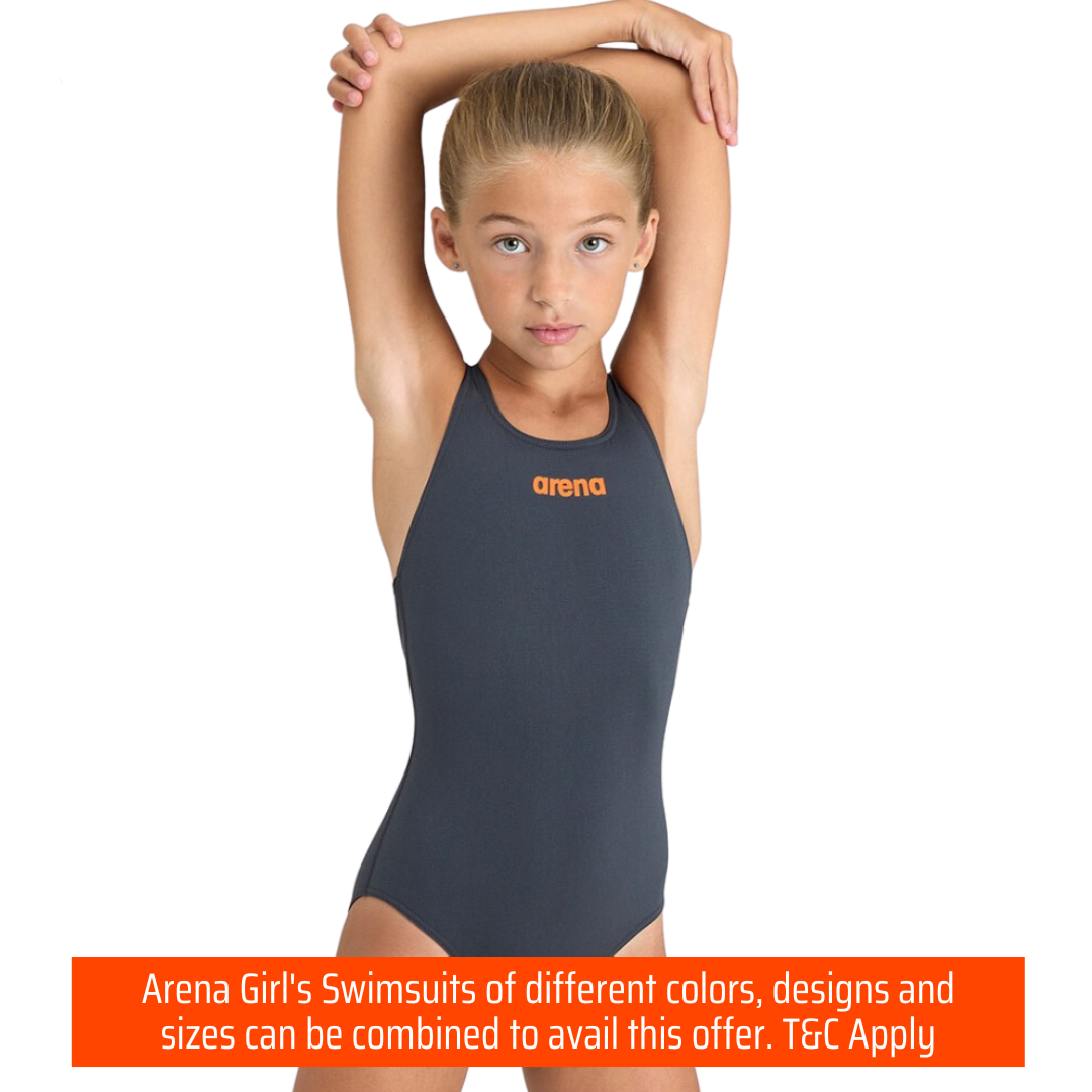Arena Girl's Team Swimsuit Swim Pro Solid | Asphalt Black