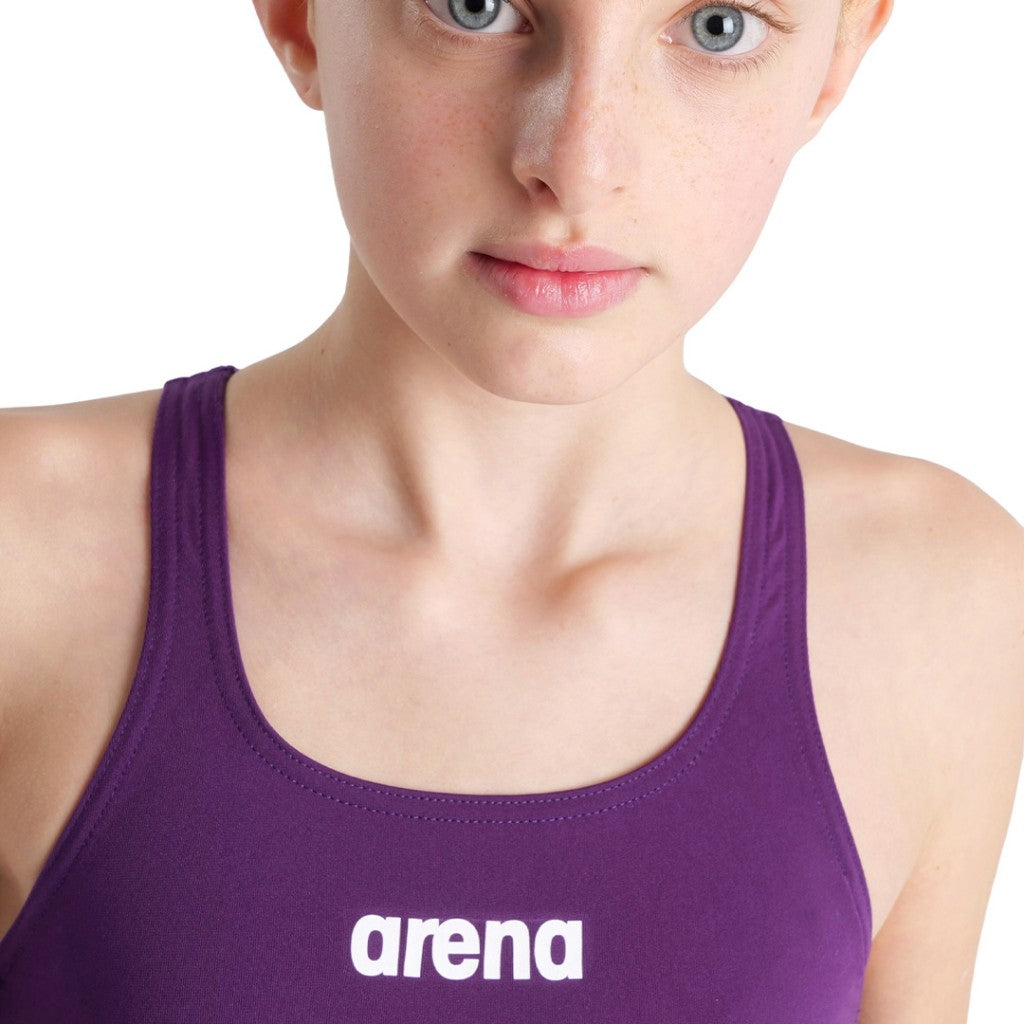 Arena Girl's Team Swimsuit Swim Pro Solid | Plum White