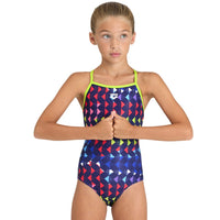 Arena Carnival Girl's Swimsuit | Lightdrop Back | Soft Green- Multi