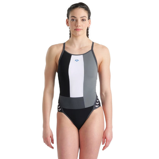 Arena Icons Women's Swimsuit | Super Fly Back | Black-Asphalt-Ardesia