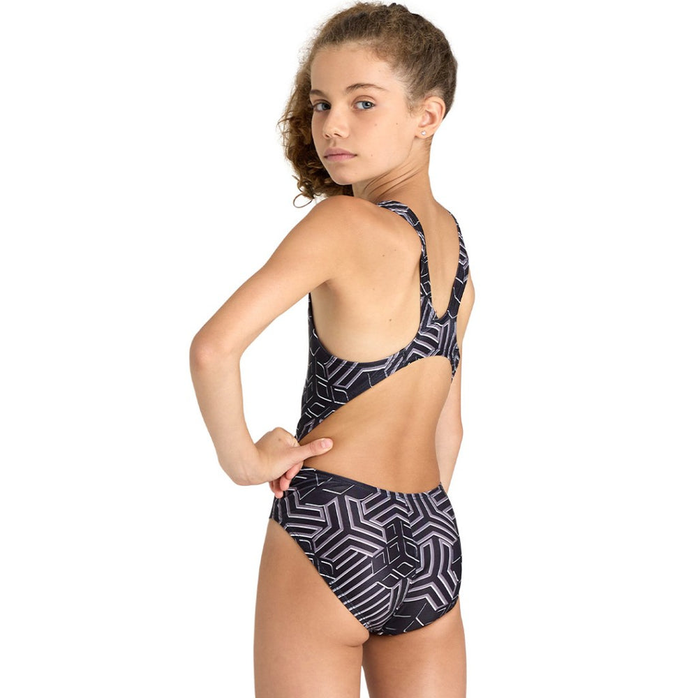 Arena Girl's Kikko Pro Swimsuit Jr | Swim Tech L | Black- Black- Multi